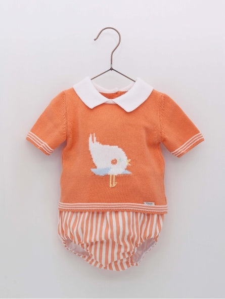 SS23 FOQUE Mandarin Baby Boys Bird Jam Pant Set