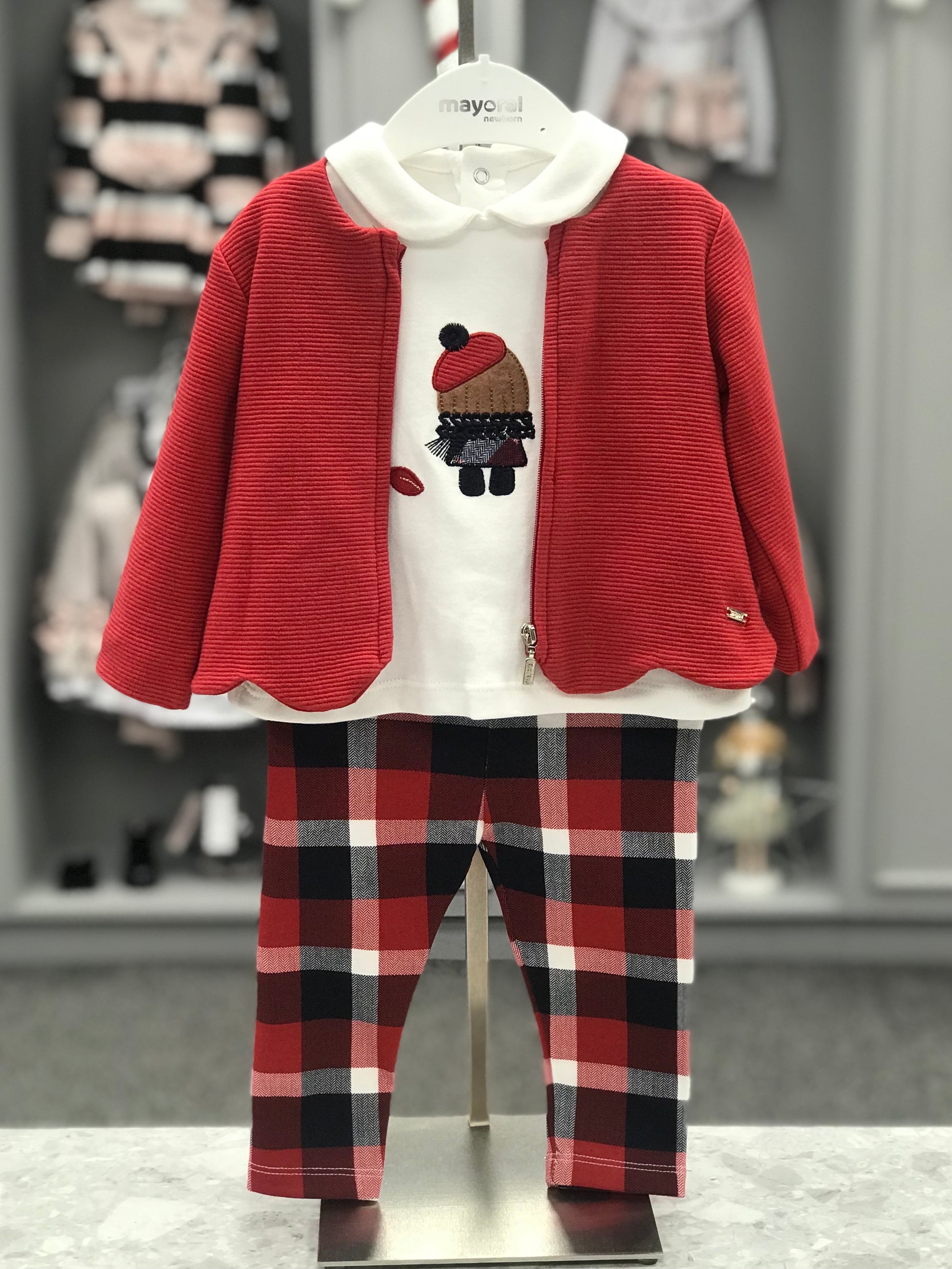 MAYORAL Baby Girls Red & Navy Leggings Set with Jacket - 2702