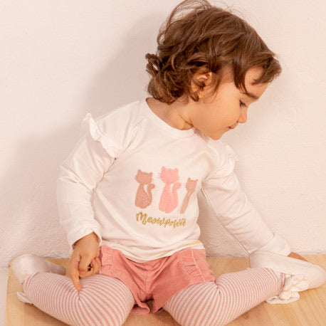 AW20 Babybol Pink & Cream Short Set with Tights