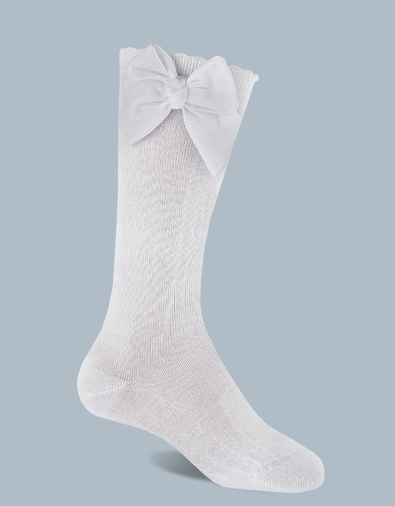 JC CASTELLA Girls White Velvet Bow Socks - 57600