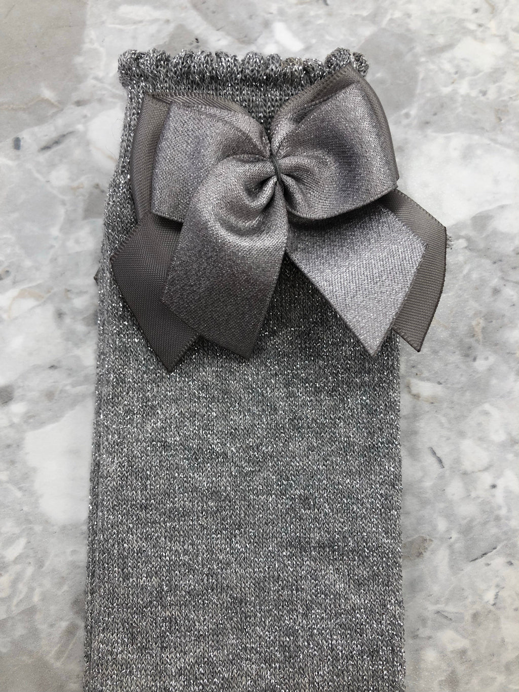 JC CASTELLA Metallic Bow Socks - Silver