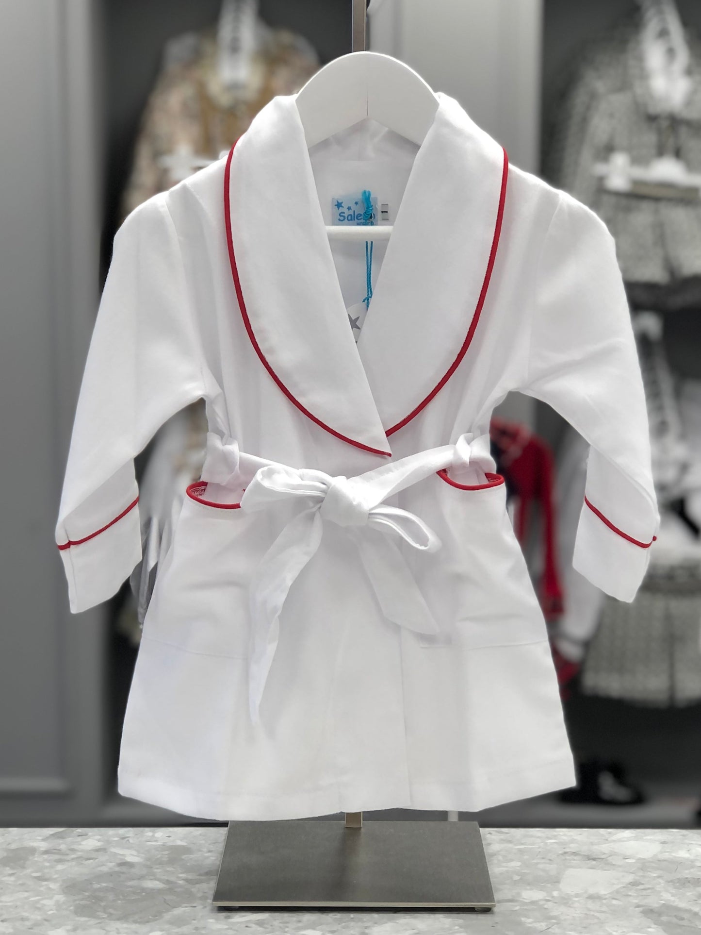 AW21 SALERO LENCERIA Junior Red & White Boys Dressing Gown