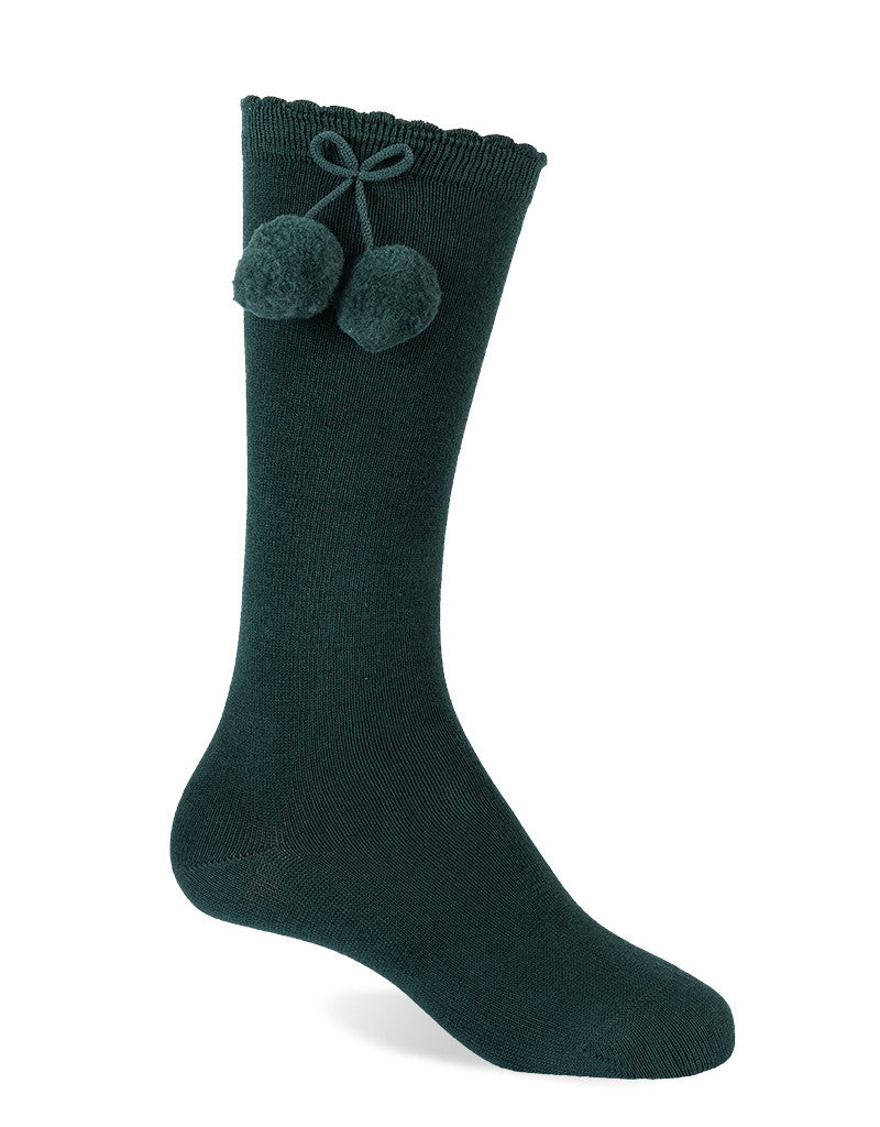 JC CASTELLA Forest Green Pom Pom Socks - 56800