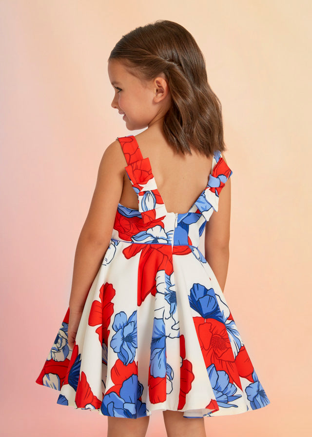 SS23 ABEL & LULA Girls Red & Blue Floral Crepe Dress