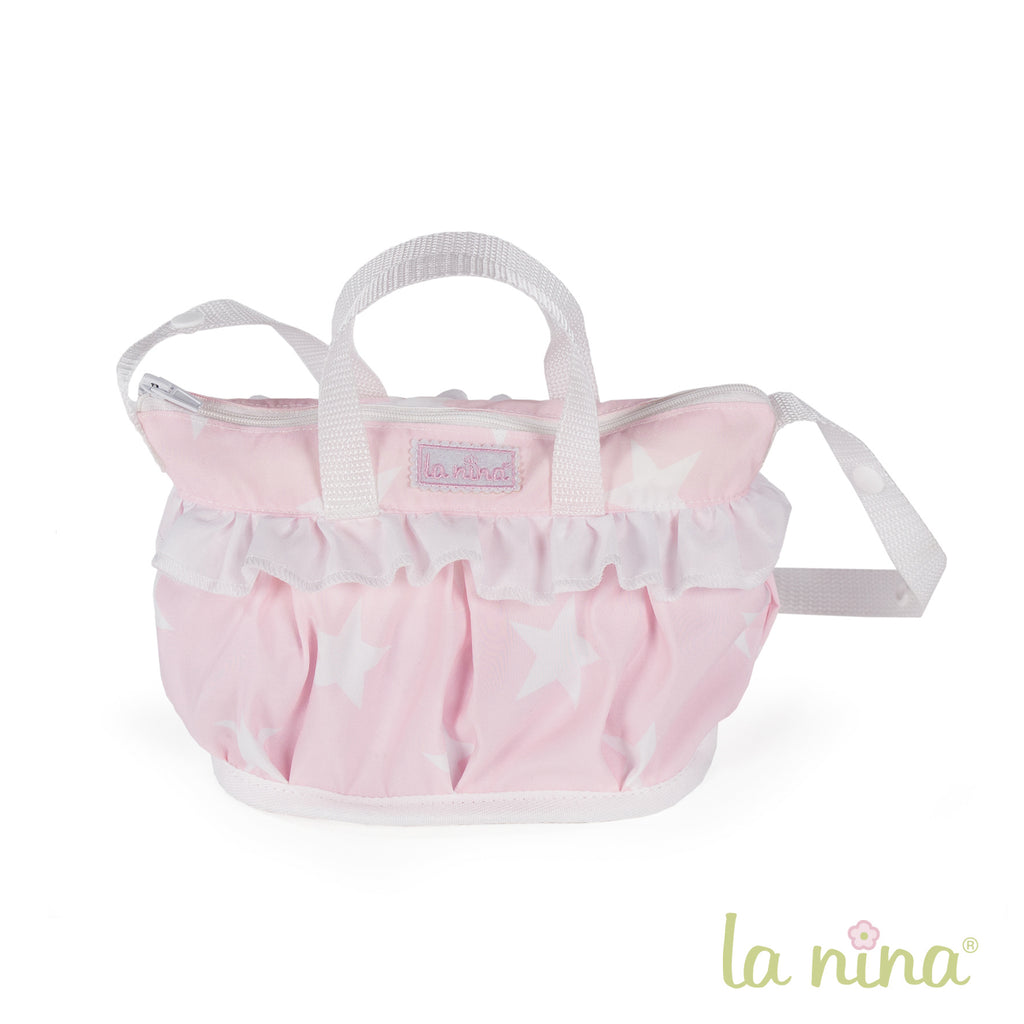 La Nina Carlota Pink & White Dolls Pram Bag