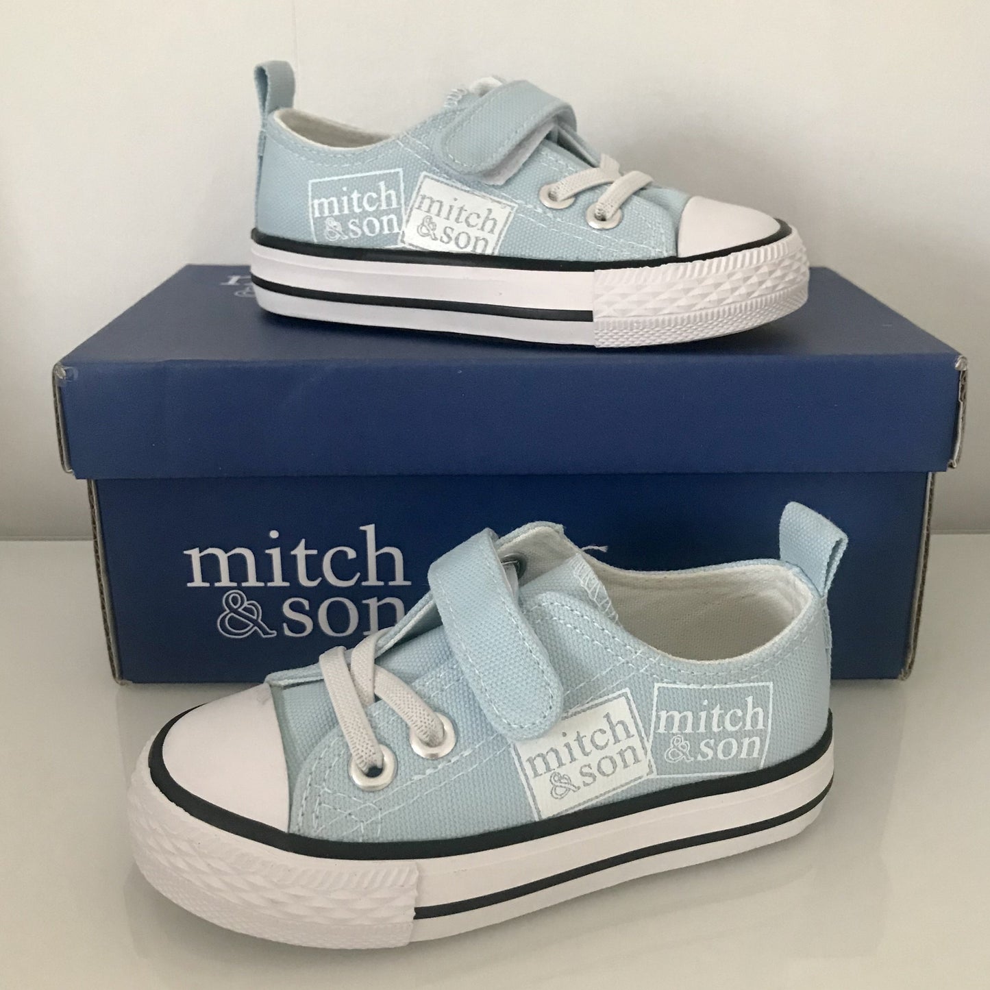 Mitch & Son Stamp Canvas Logo Trainer - Pale Blue 