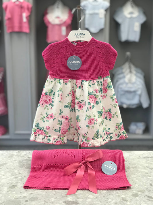 SS23 JULIANA Fresa Pink Floral Knitted Dress - J7109