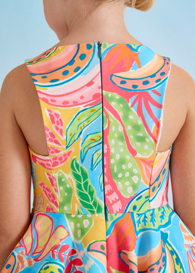 SS23 ABEL & LULA Girls Lima Tropical Print Crepe Dress - 5057