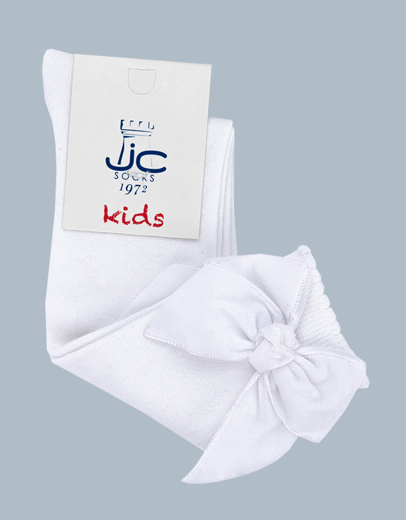JC CASTELLA Girls White Velvet Bow Socks - 57600