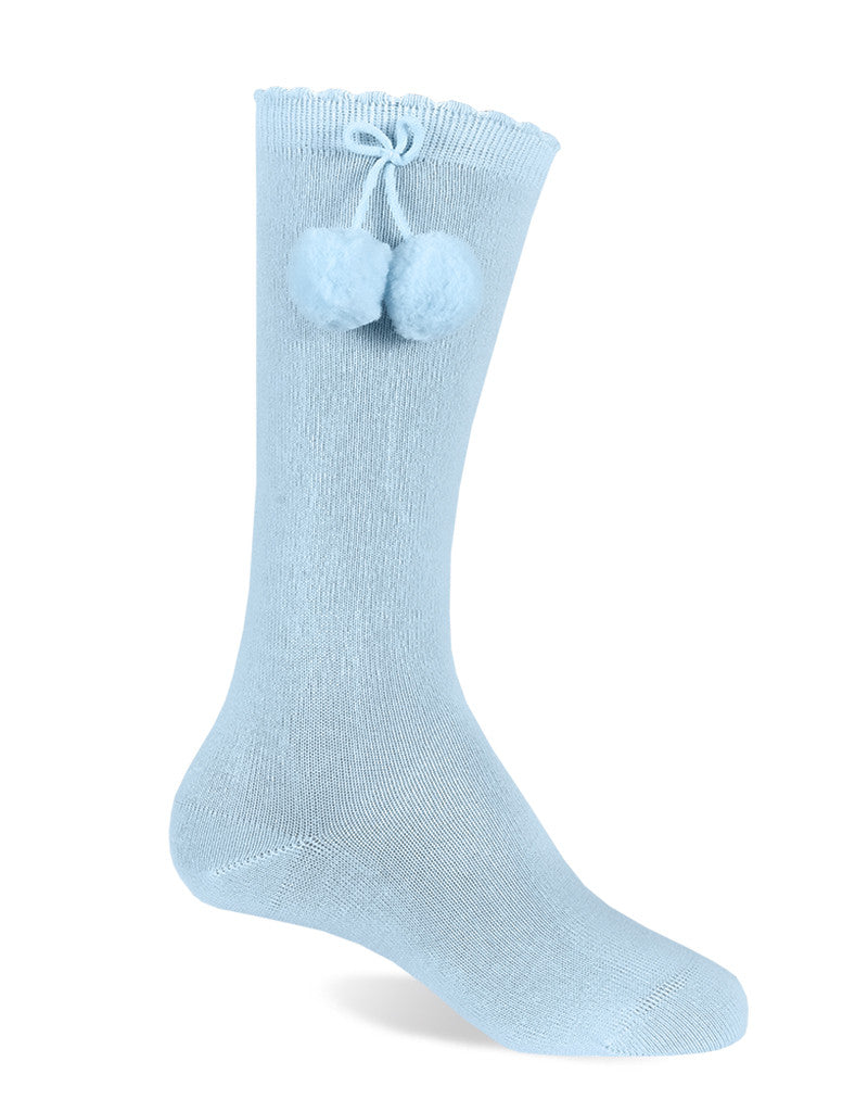 JC CASTELLA Baby Blue Pom Pom Socks - 56800