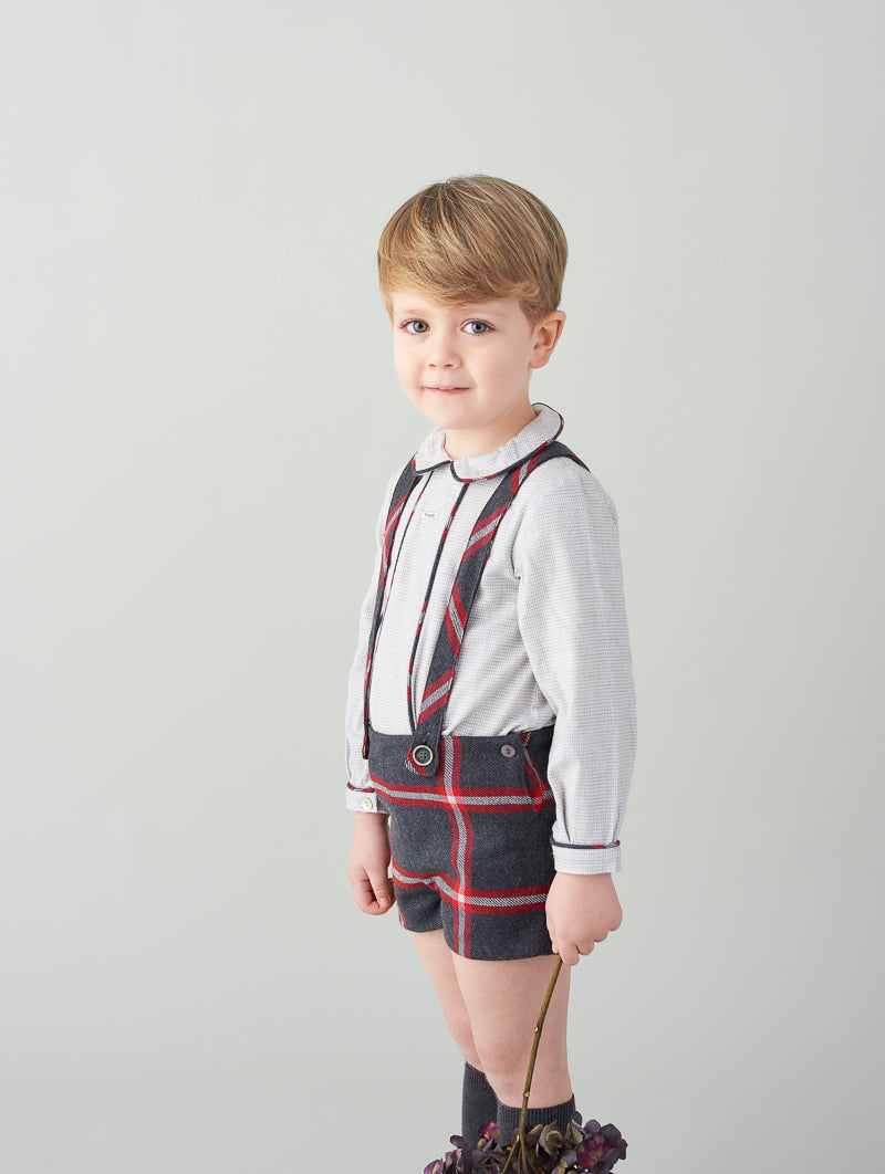 FOQUE Red & Grey Baby Boys Short Set