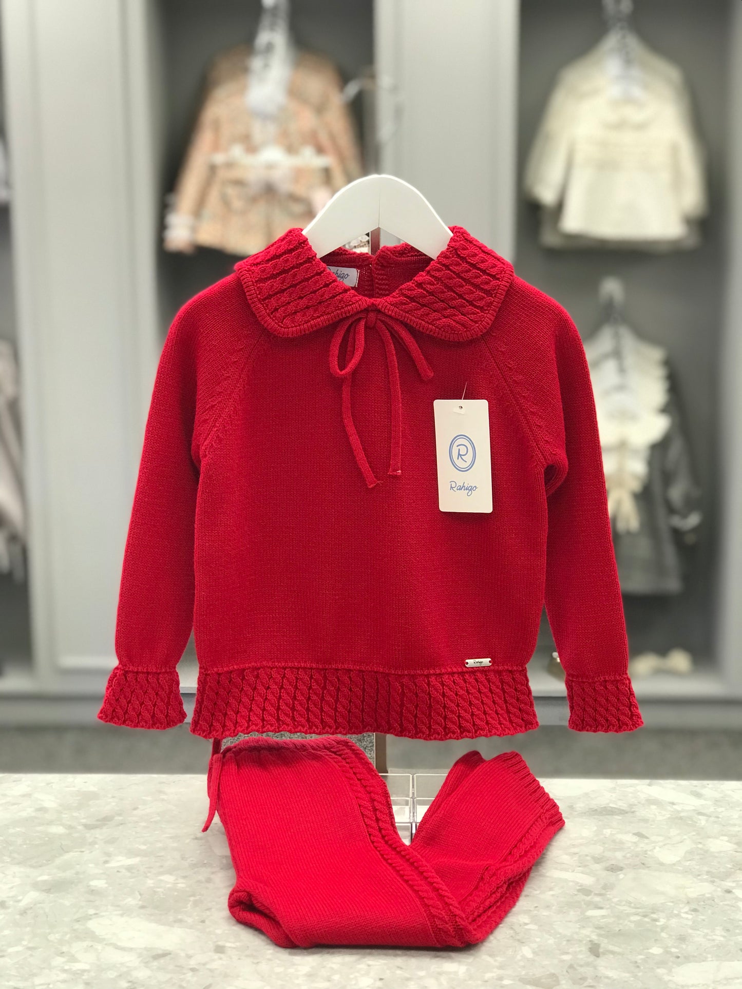 AW22 RAHIGO Girls Cable Knit Red Tracksuit - 22234