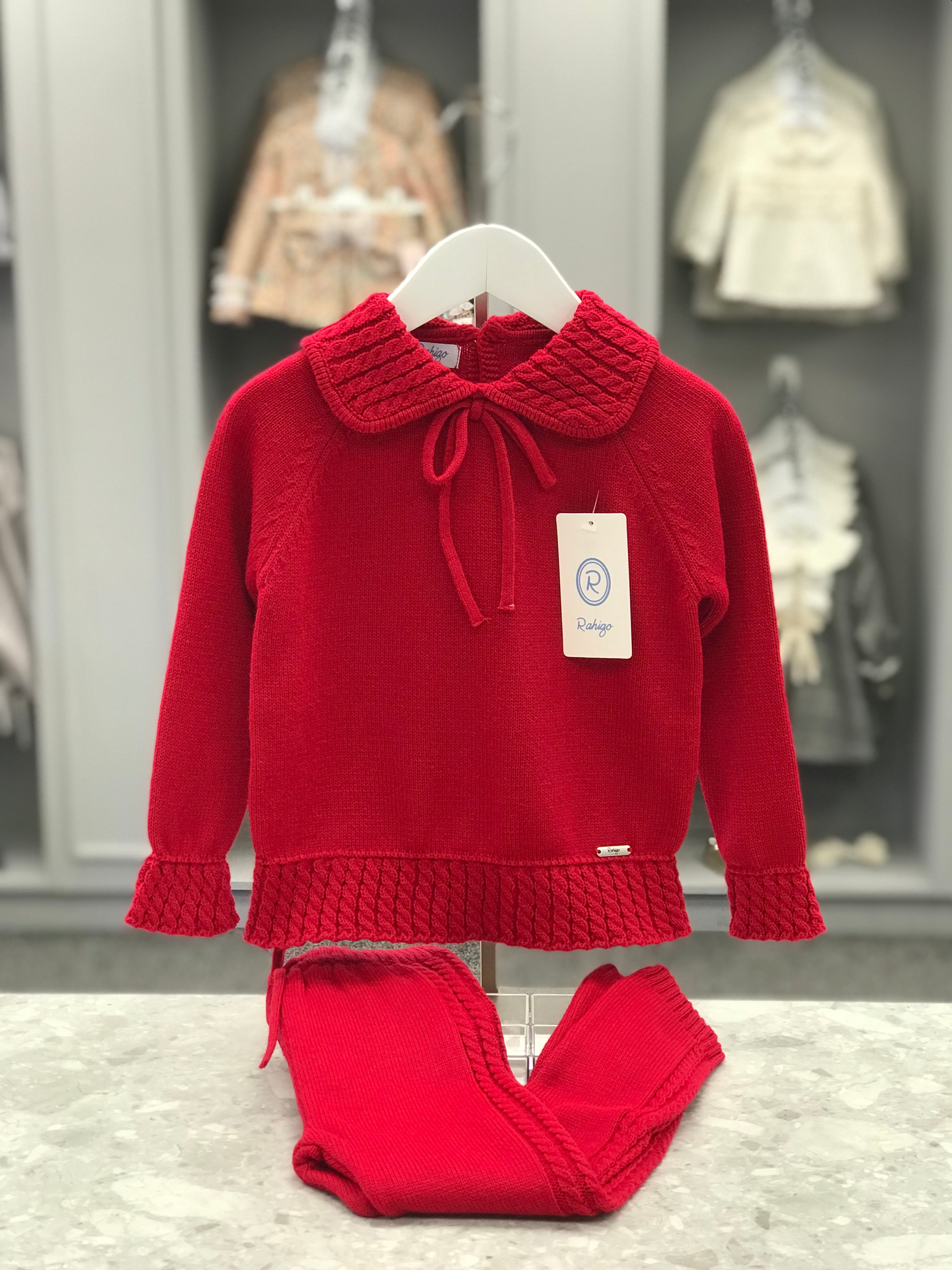 RAHIGO Girls Cable Knit Red Tracksuit - 22234
