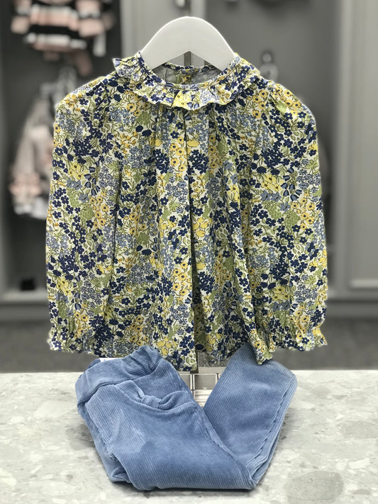 MAYORAL Mini Girls Olive Liberty Floral Trouser Set - 2151