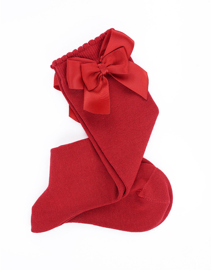 JC CASTELLA Girls Red Satin Double Bow Socks - 57200