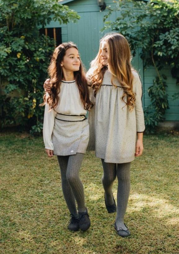 COCOTE Madroños Girls Grey & Black Skirt Set