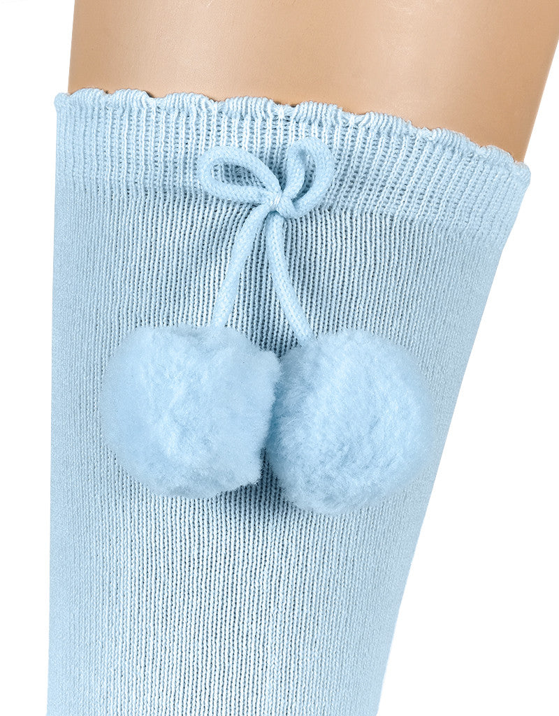 JC CASTELLA Baby Blue Pom Pom Socks - 56800