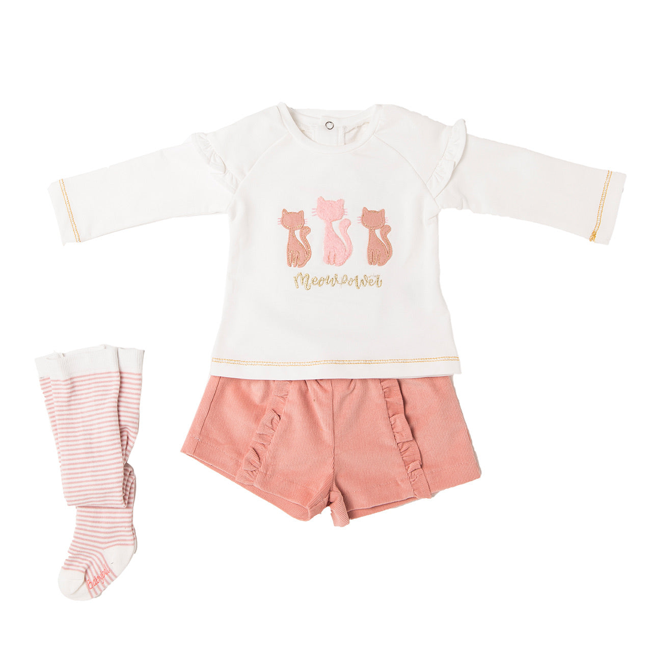 AW20 Babybol Pink & Cream Short Set with Tights