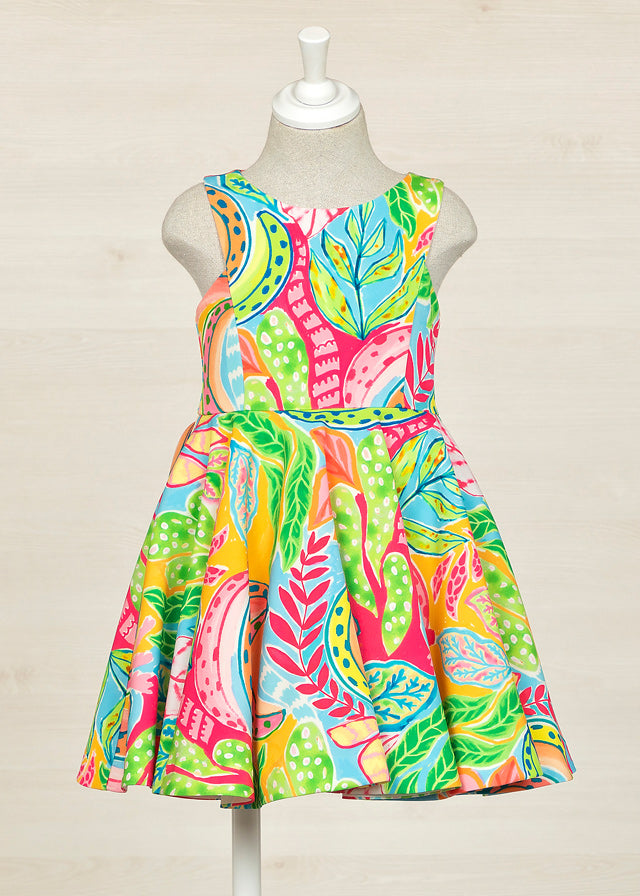 SS23 ABEL & LULA Girls Lima Tropical Print Crepe Dress - 5057