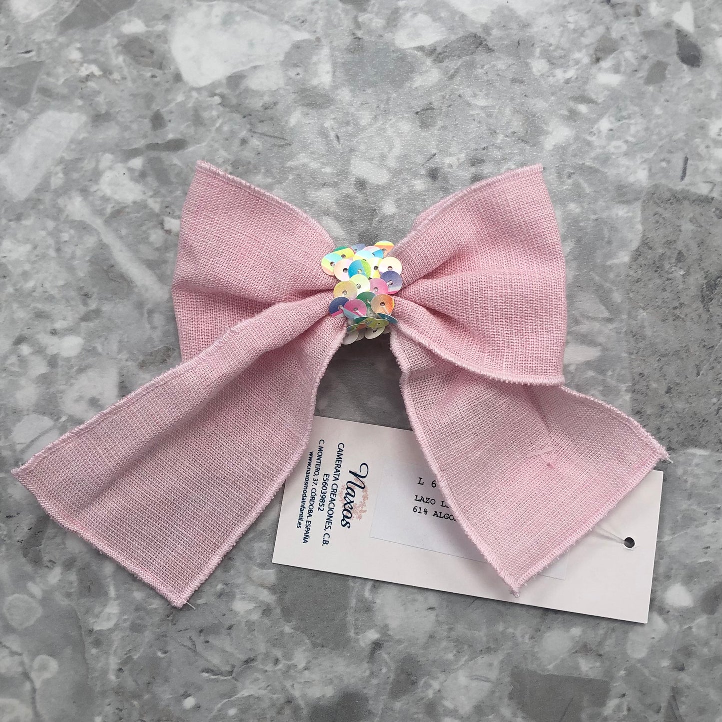 NAXOS Confetti Sequin Pink Girls Hair Bow Clip