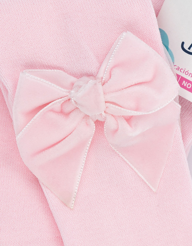 JC CASTELLA Girls Pink Velvet Bow Tights - 47400