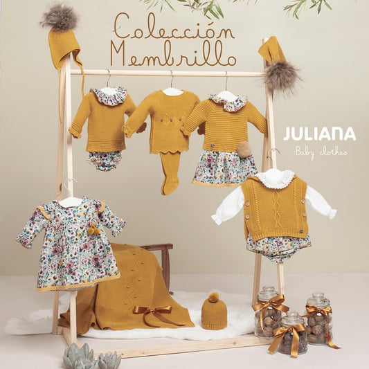 AW22 JULIANA Membrillo Baby Girls Gold Three Piece Jam Pant Set - J6167