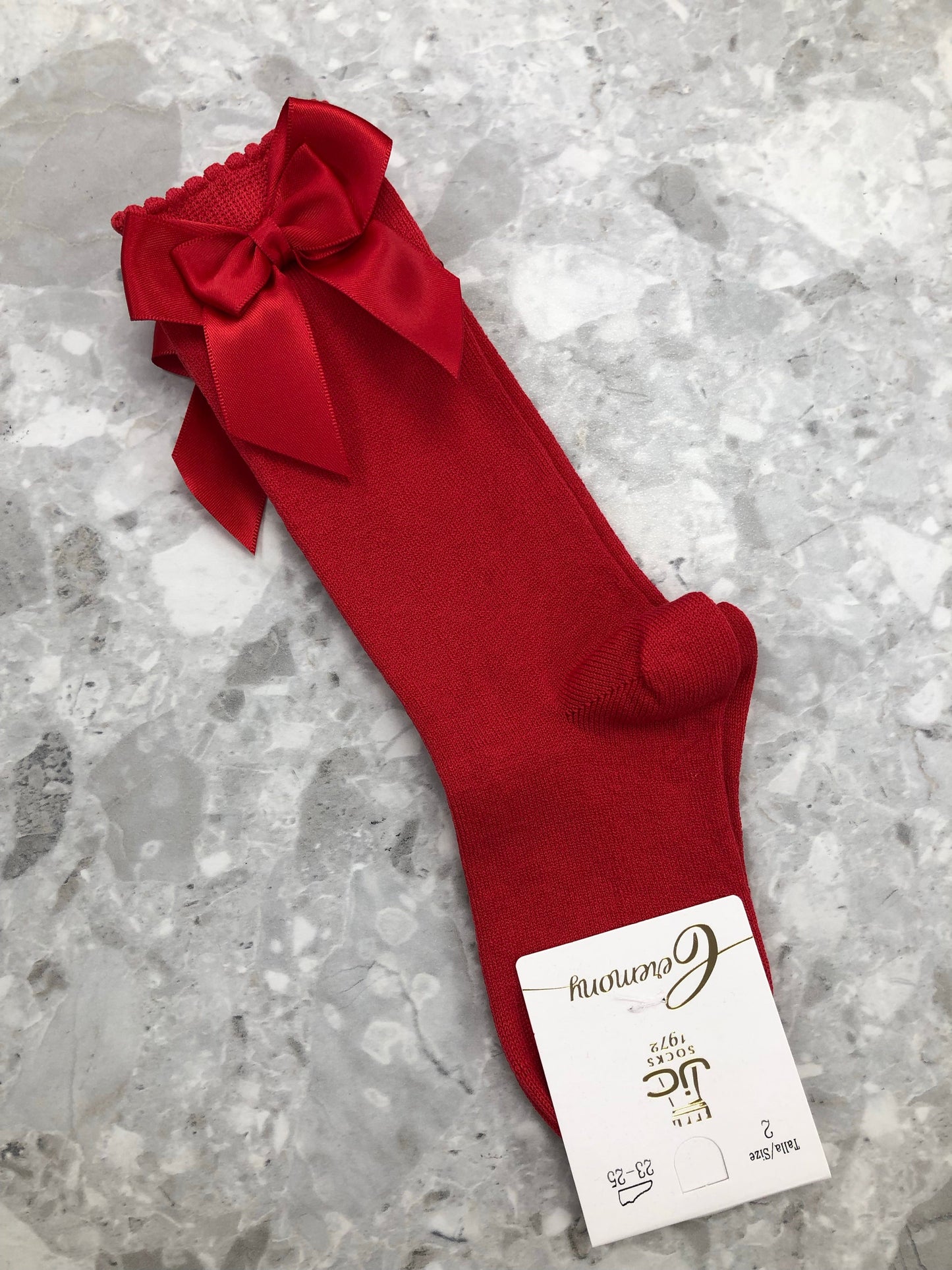 JC CASTELLA Satin Double Bow Socks - Red