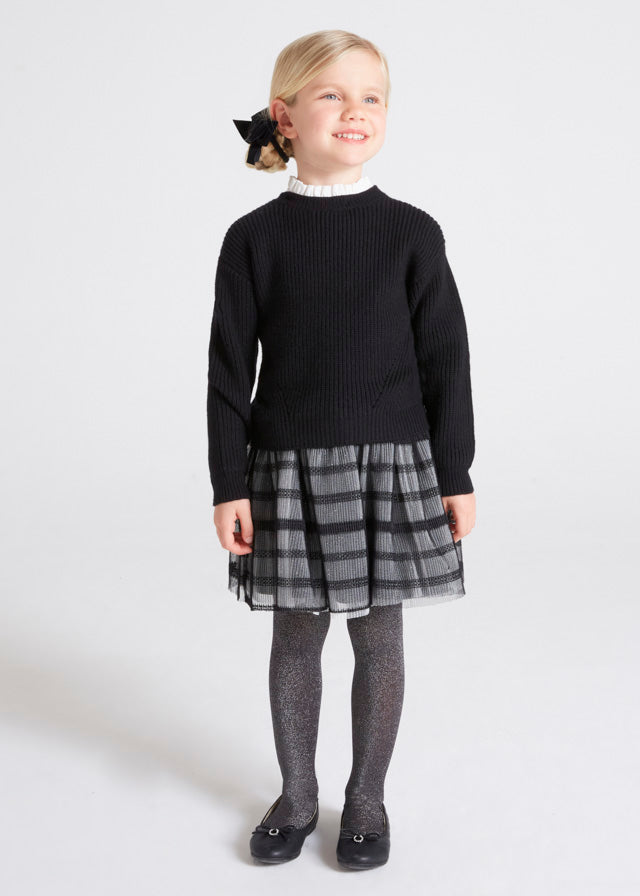 MAYORAL Girls Black Knitted Tulle Dress