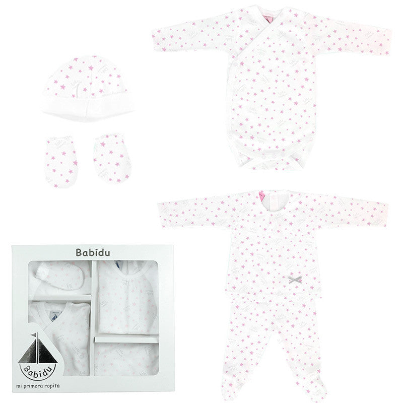 SS19 Babidu Estrellas Pink & White Baby Layette Box