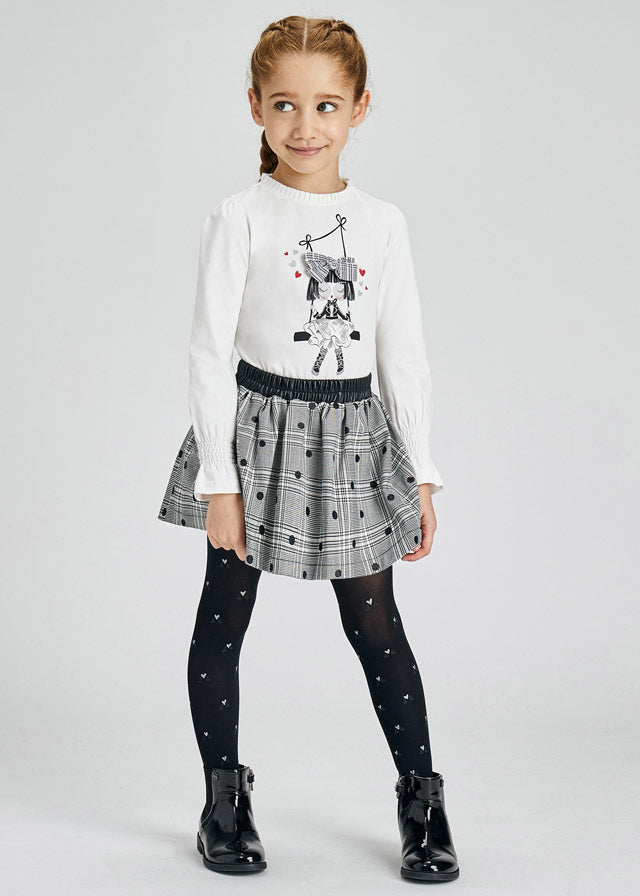 MAYORAL Girls Black Polka Dot Glitter Skirt 